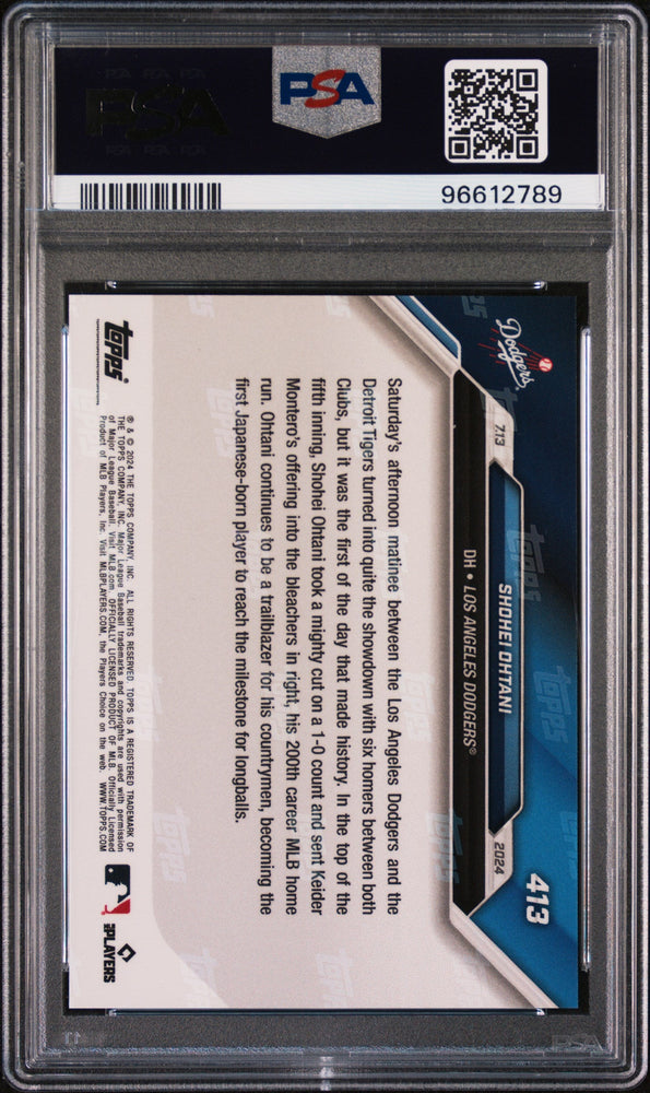 Graded 2024 Topps Now Shohei Ohtani #413 Baseball Card PSA 10 Gem Mint (ONLINE ORDER ONLY)