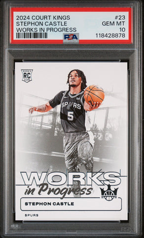 Graded 2024 Panini Court Kings Stephon Castle #23 Works In Progress Rookie RC Basketball Card PSA 10 Gem Mint (ONLINE ORDER ONLY)