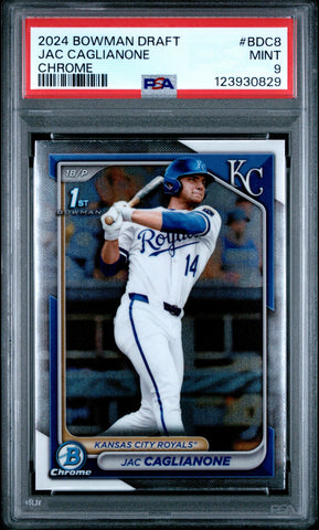 Graded 2024 Topps Bowman Draft Jac Caglianone #BDC8 Chrome Rookie RC Baseball Card PSA 9 Mint (ONLINE ORDER ONLY)