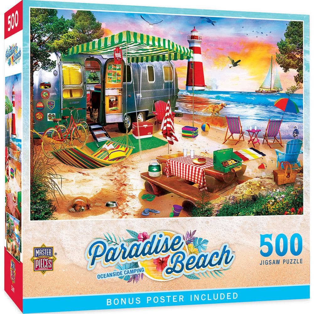 Paradise Beach - Oceanside Camping 500 Piece Jigsaw Puzzle (ONLINE ORDER ONLY)
