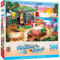 Paradise Beach - Oceanside Camping 500 Piece Jigsaw Puzzle (ONLINE ORDER ONLY)