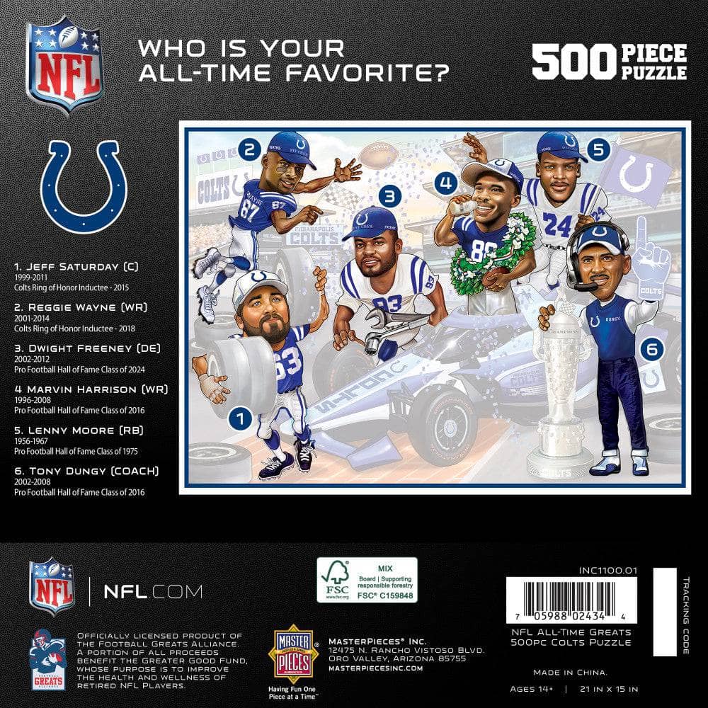 Indianapolis Colts - All Time Greats 500 Piece Jigsaw Puzzle (ONLINE ORDER ONLY)