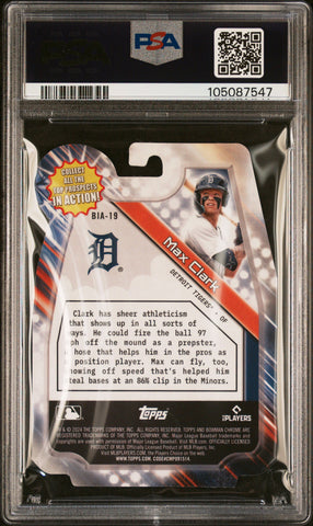Graded 2024 Topps Bowman Draft Max Clark #BIA19 In Action Rookie RC Baseball Card PSA 10 Gem Mint (ONLINE ORDER ONLY)