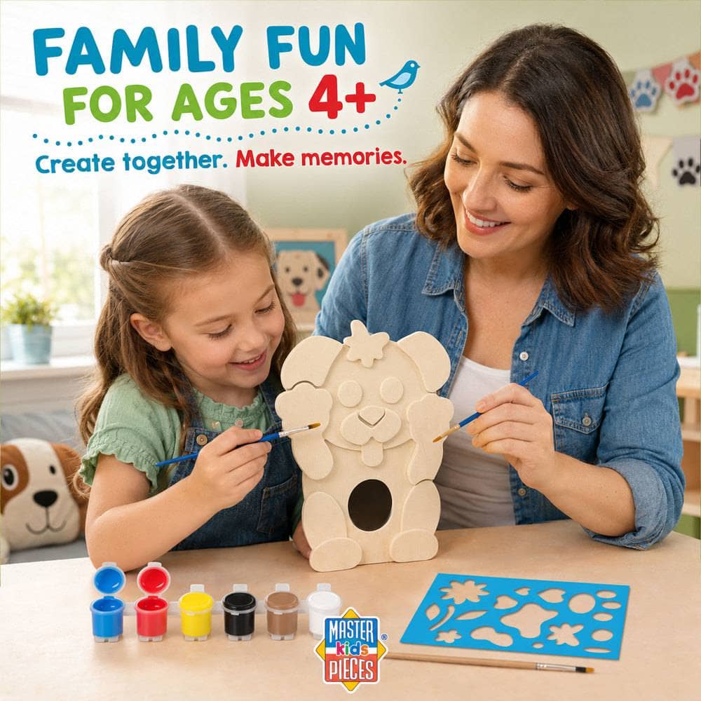 Playful Puppy Birdhouse Wood Craft & Paint Kit