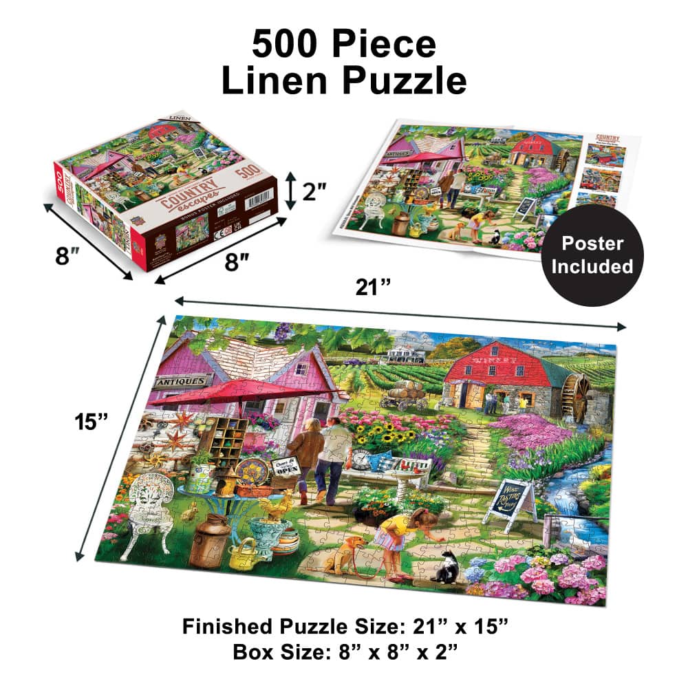 Country Escapes - Stone Mill Vineyards 500 Piece Jigsaw Puzzle