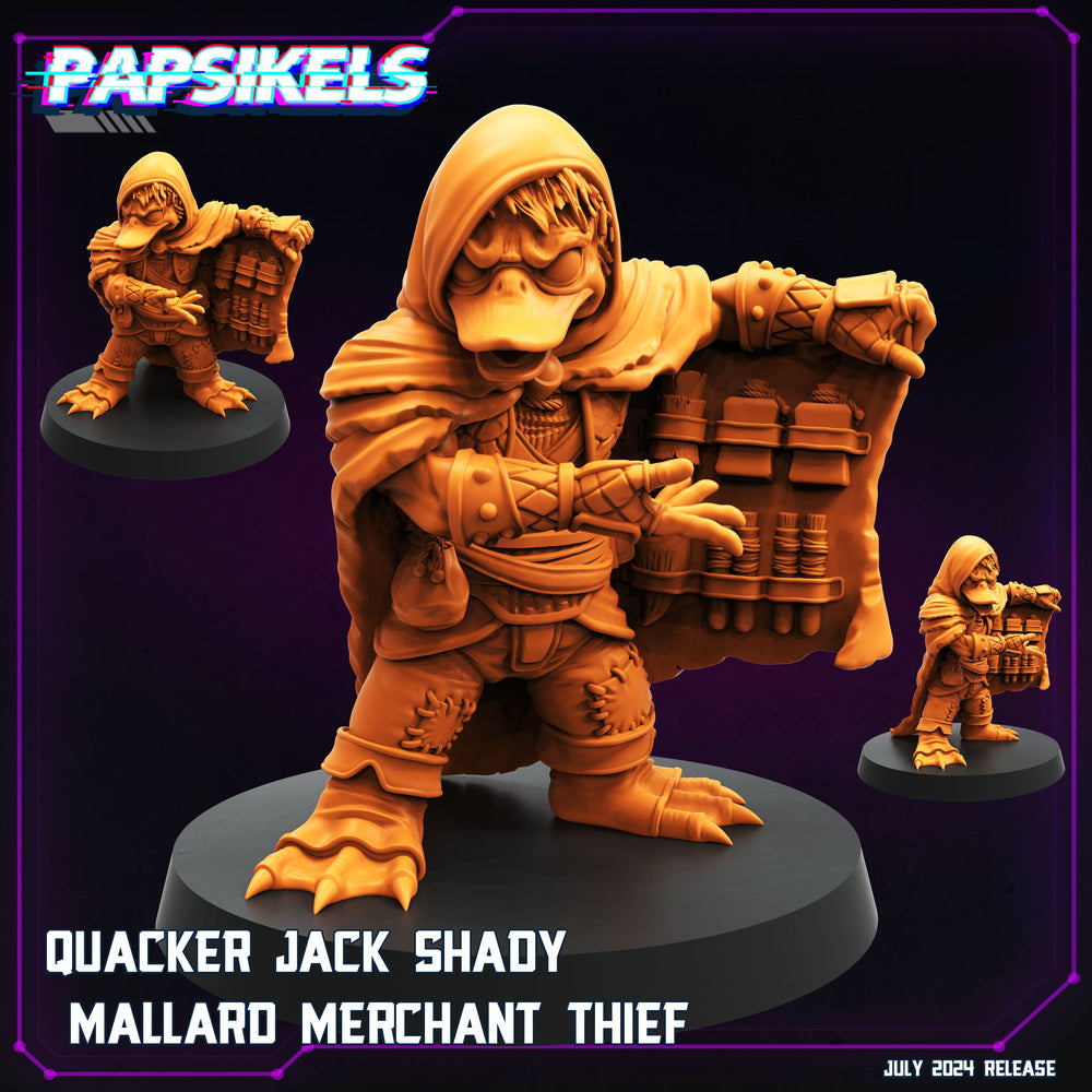 3D Printed Papsikels Quacker Jack Shady Mallard Merchant Thief July 2024 Cyberpunk 28mm 32mm (Online Only)