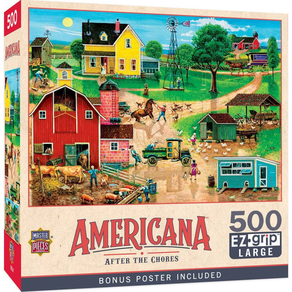 Americana - After the Chores 500 Piece EZ Grip Jigsaw Puzzle (ONLINE ORDER ONLY)