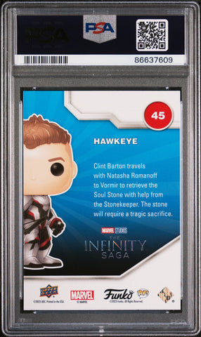 2023 UPPER DECK FUNKO POP MARVEL  HAWKEYE  #45  PSA 10 (Online Order Only)