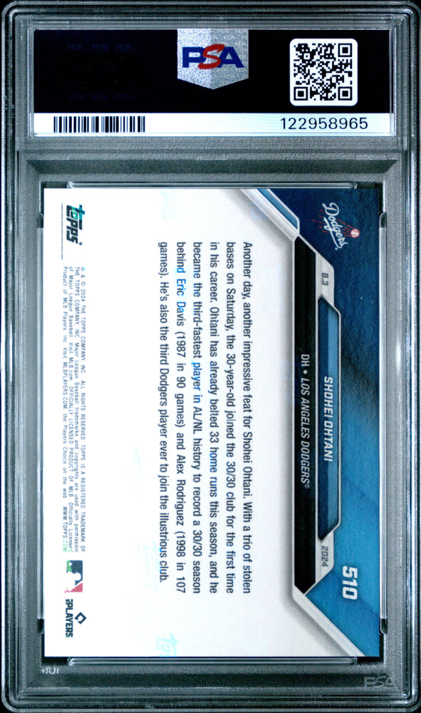 Graded 2024 Topps Now Shohei Ohtani #510 Baseball Card PSA 10 Gem Mint (ONLINE ORDER ONLY)