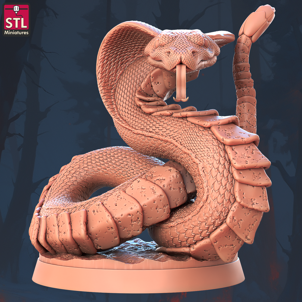 3D Printed STL Miniatures Giant Snake Set 28 - 32mm War Gaming D&D (Online Only)