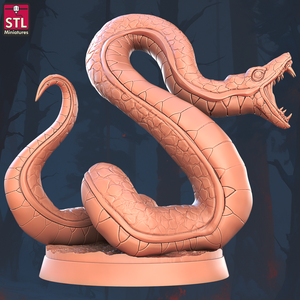3D Printed STL Miniatures Giant Snake Set 28 - 32mm War Gaming D&D (Online Only)