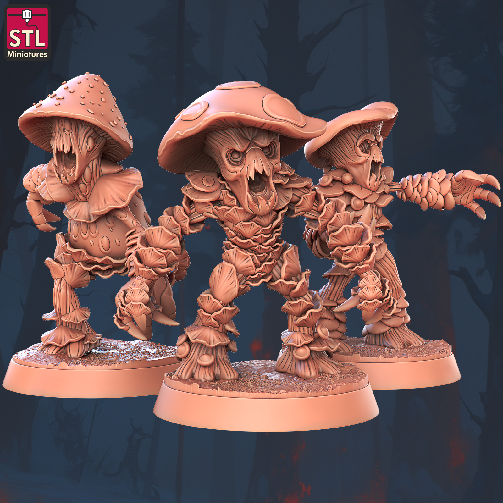 3D Printed STL Miniatures Violent Fungus Set 28 - 32mm War Gaming D&D (Online Only)