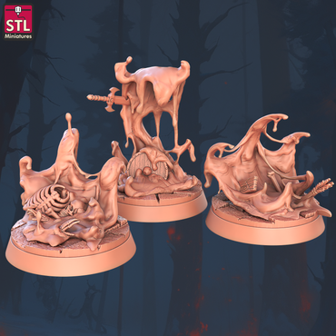 3D Printed STL Miniatures Slimes Set 28 - 32mm War Gaming D&D (Online Only)