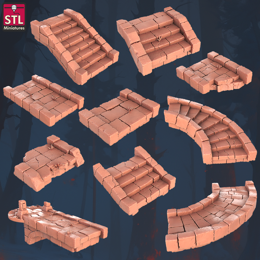3D Printed STL Miniatures Floating Islands Set 28 - 32mm War Gaming D&D (Online Only)
