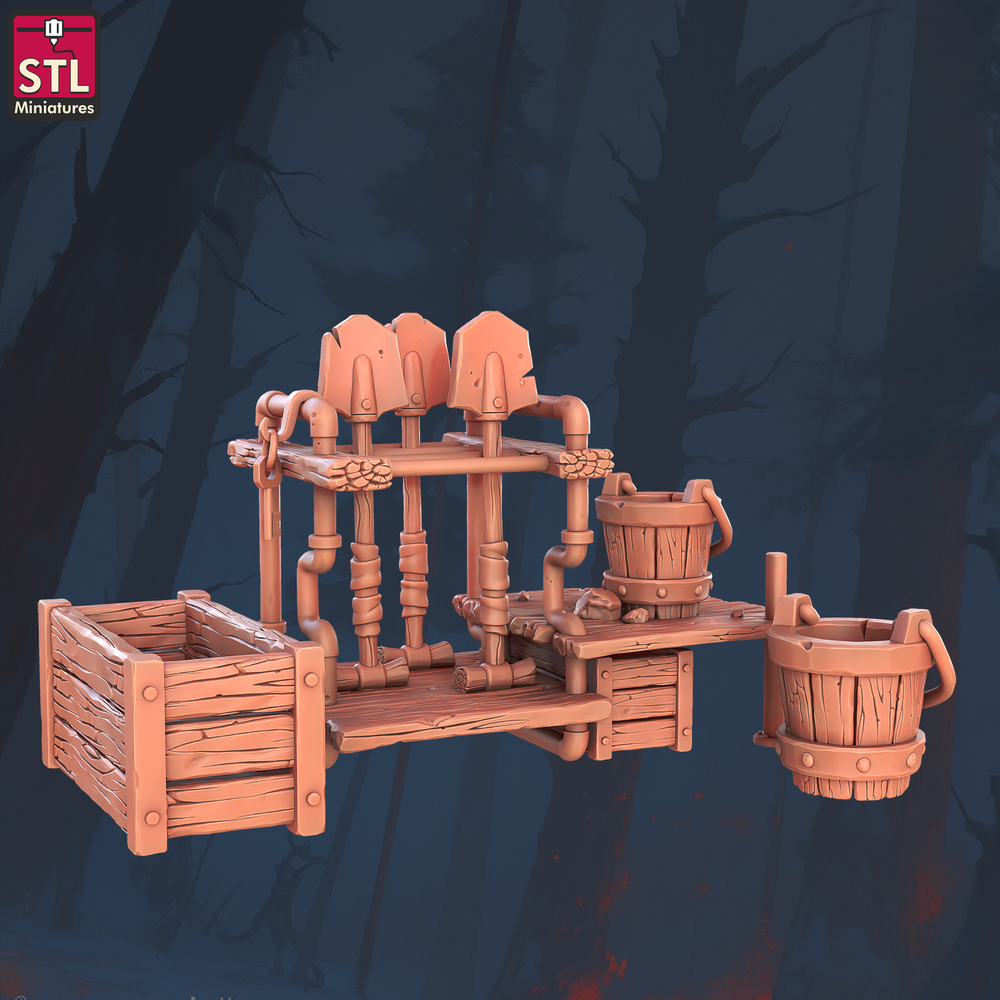 3D Printed STL Miniatures Sewers Workers Set 28 - 32mm War Gaming D&D (Online Only)