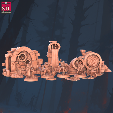 3D Printed STL Miniatures Sewers Workers Set 28 - 32mm War Gaming D&D (Online Only)