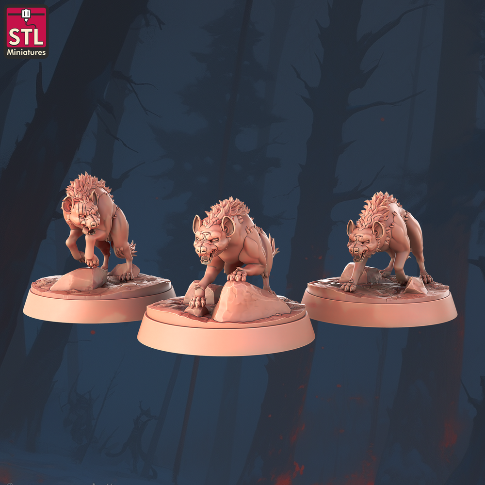 3D Printed STL Miniatures Hyenas 28 - 32mm War Gaming D&D (Online Only)