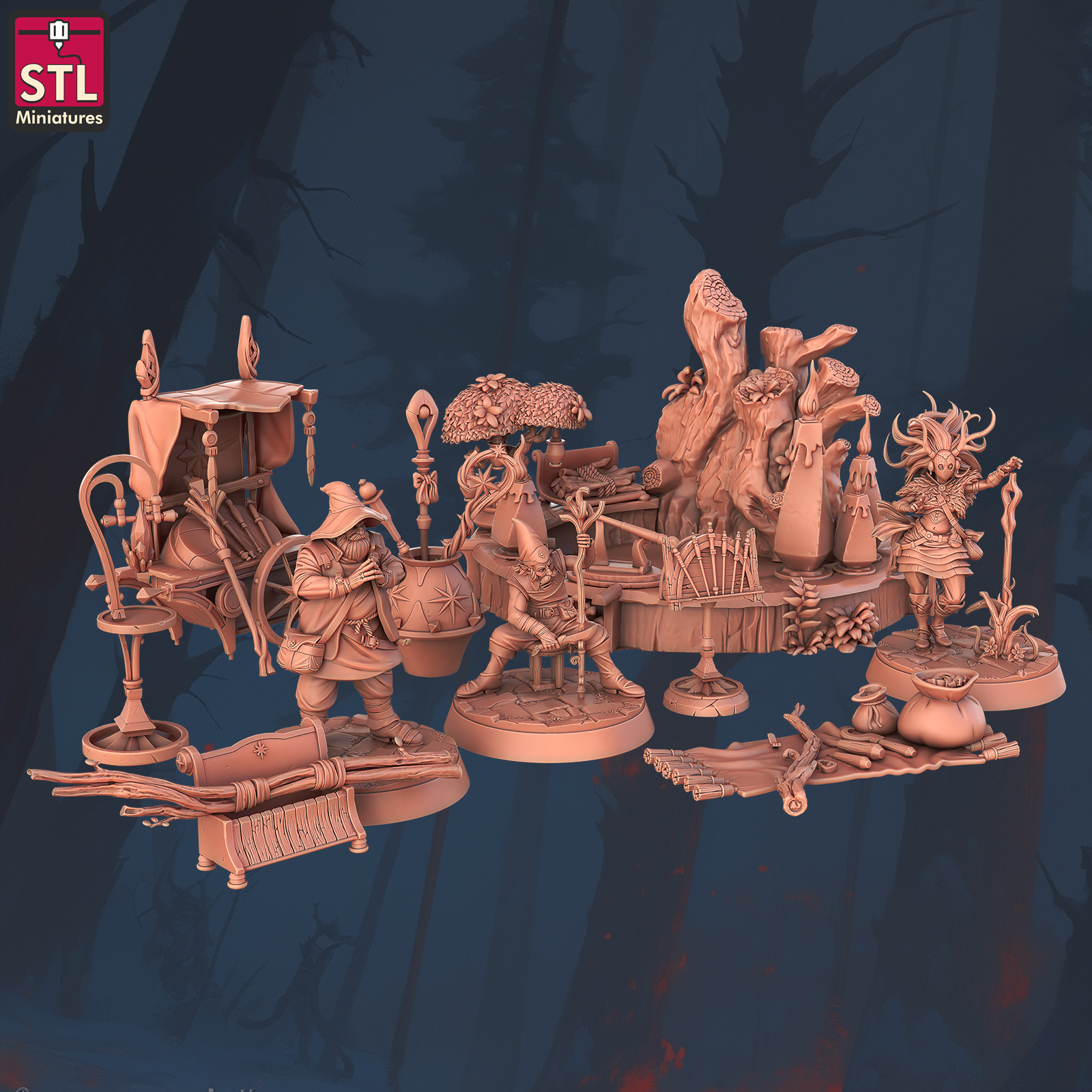 3D Printed STL Miniatures Staff Crafters Set 28 - 32mm War Gaming D&D (Online Only)