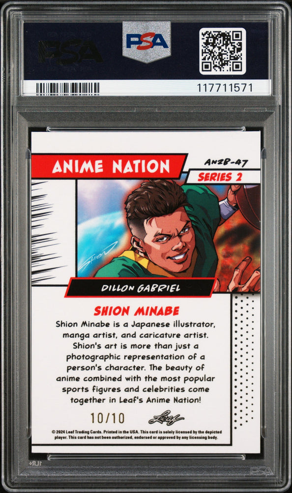 Graded 2024 Leaf Dillon Gabriel #AN2B47 Anime Nation Series 2 Pink /10 Football Card PSA 8 Near Mint (ONLINE ORDER ONLY)
