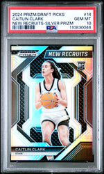 Graded 2024 Panini Prizm Draft Picks Caitlin Clark #14 New Recruits Silver Prizm Rookie RC Basketball Card PSA 10 Gem Mint (ONLINE ORDER ONLY)