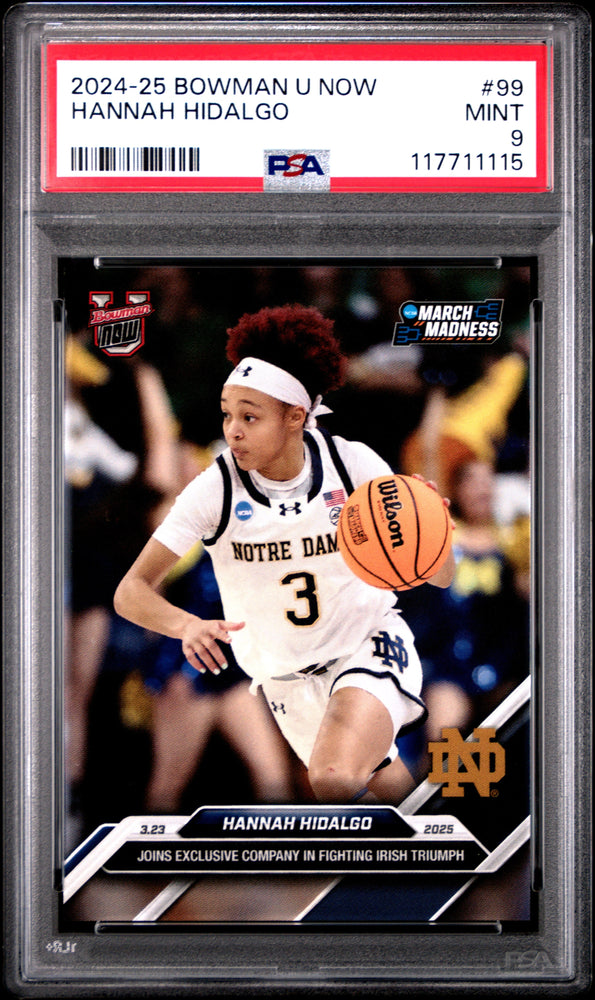 Graded 2024 Topps Bowman U Now Hannah Hidalgo #99 Rookie RC Basketball Card PSA 9 Mint (ONLINE ORDER ONLY)