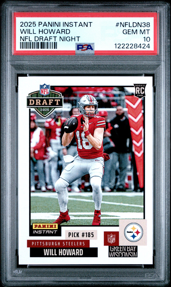 Graded 2025 Panini Instant Will Howard #NFLDN38 NFL Draft Night Rookie RC Football Card PSA 10 Gem Mint (ONLINE ORDER ONLY)