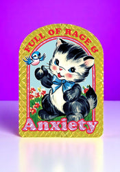 Full of Rage & Anxiety – Retro Cat Holographic Sticker (ONLINE ORDER ONLY)