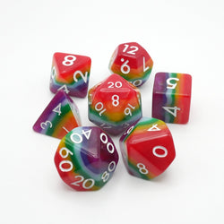 Rainbow Redux - 7 Piece DnD Dice Set | Acrylic RPG Gaming Dice (ONLINE ORDER ONLY)