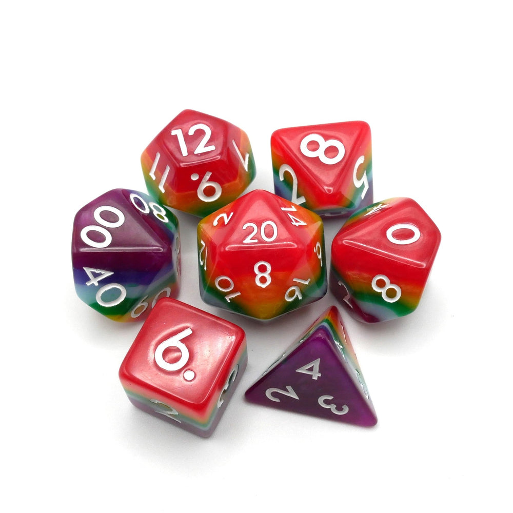 Rainbow Redux - 7 Piece DnD Dice Set | Acrylic RPG Gaming Dice (ONLINE ORDER ONLY)