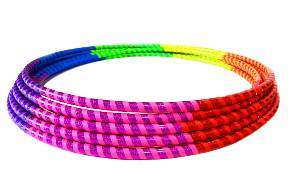 Rainbow Prism Taped Hoops ~ Beginner & Kids Fitness & Practice Hoops (ONLINE ORDER ONLY)