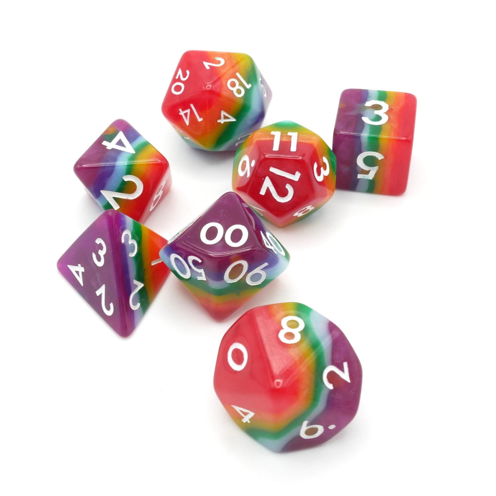 Rainbow Redux - 7 Piece DnD Dice Set | Acrylic RPG Gaming Dice (ONLINE ORDER ONLY)