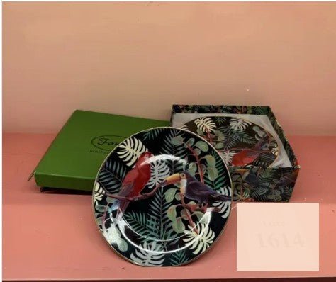RARE FANCY HOME COLLECTION DESSERT PLATES, TOUCAN  SET OF 6 (Online Order Only)