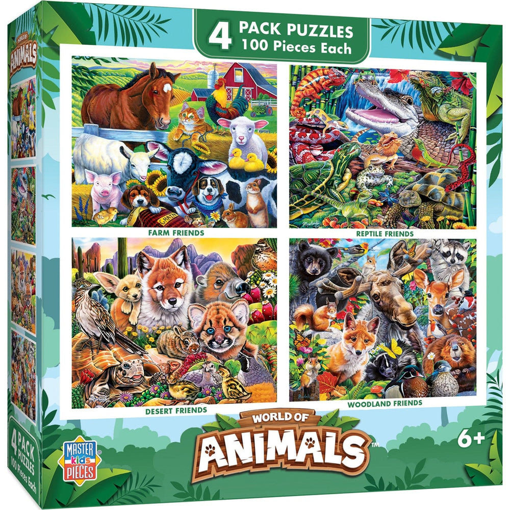 World of Animals 100 Piece Jigsaw Puzzles 4-Pack V2 (ONLINE ORDER ONLY)