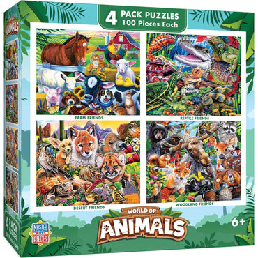 World of Animals 100 Piece Jigsaw Puzzles 4-Pack V2 (ONLINE ORDER ONLY)
