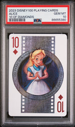 2023 DISNEY 100 PLAYING CARDS ALICE 10 OF DIAMONDS PSA 10 (Online Order Only)