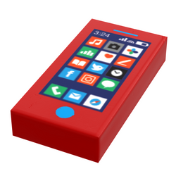 Mobile Phone - B3 Customs Printed 1x2 Tile made using LEGO parts (Online Order Only)