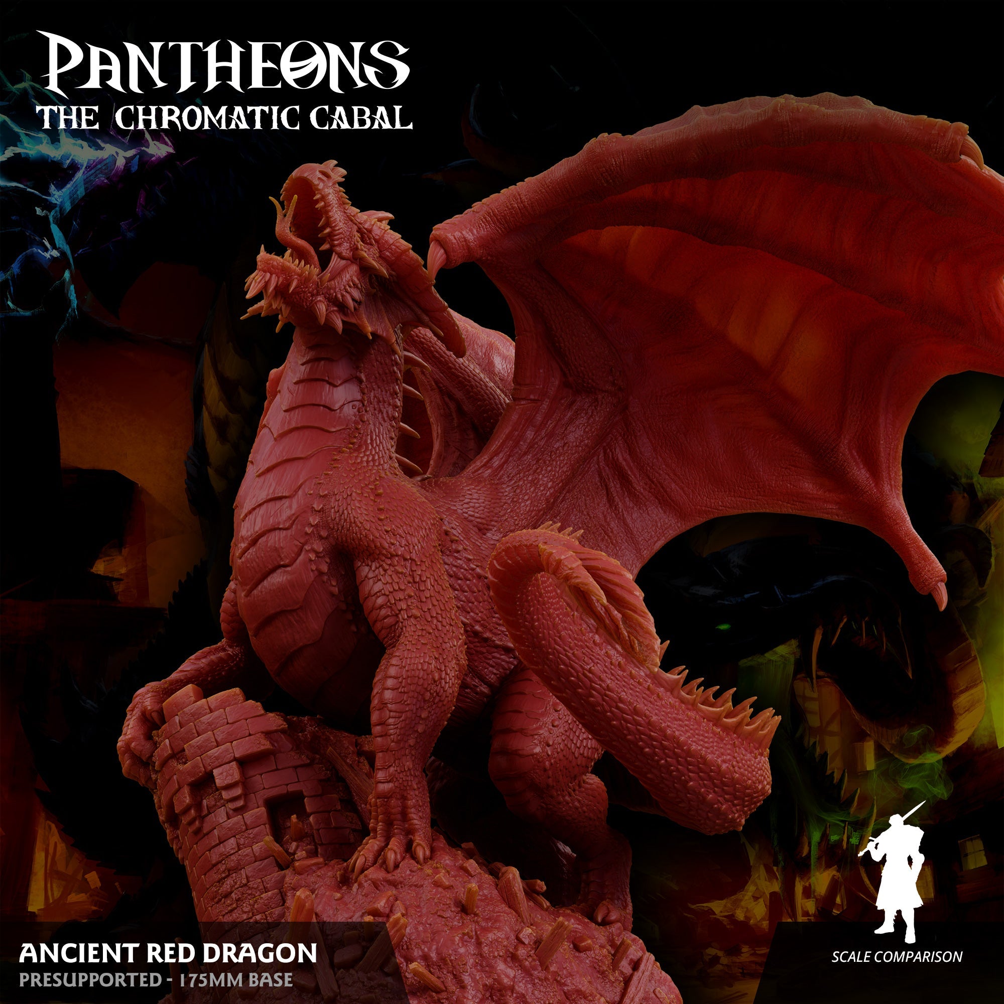 3D Printed Sordane Publishing Ancient Red Dragon Pantheons - The Chromatic Cabal 28mm 32mm D&D (Online Only)