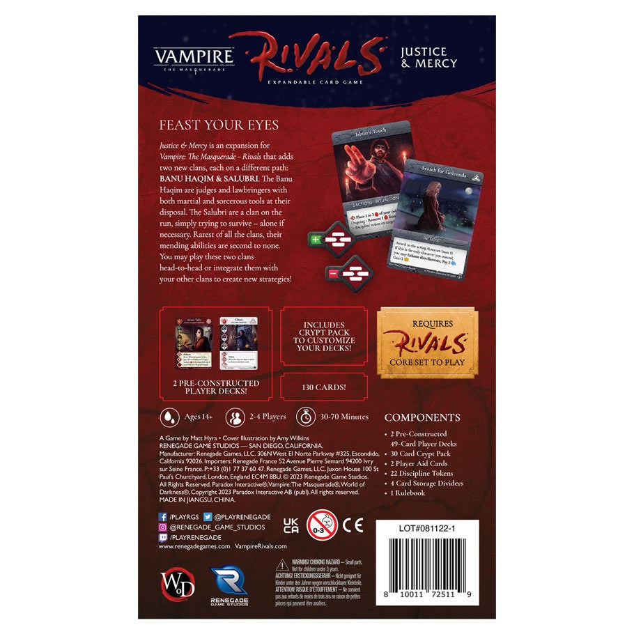 Vampire The Masquerade: Rivals - Justice & Mercy Expansion (ONLINE ORDER ONLY)
