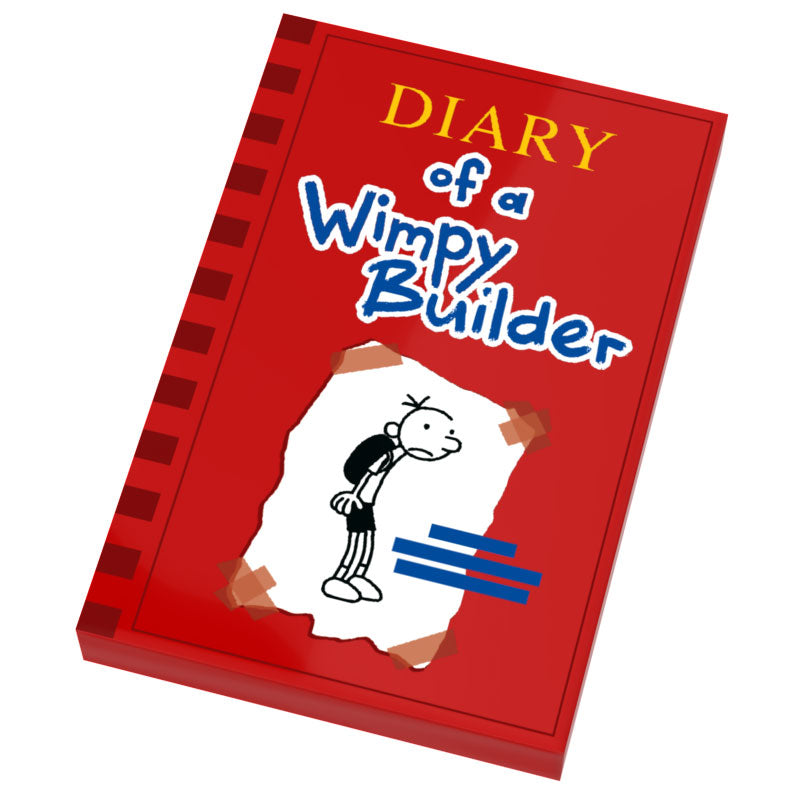 Diary of a Wimpy Builder Book (2x3 Tile) made using LEGO part - B3 Customs (Online Order Only)