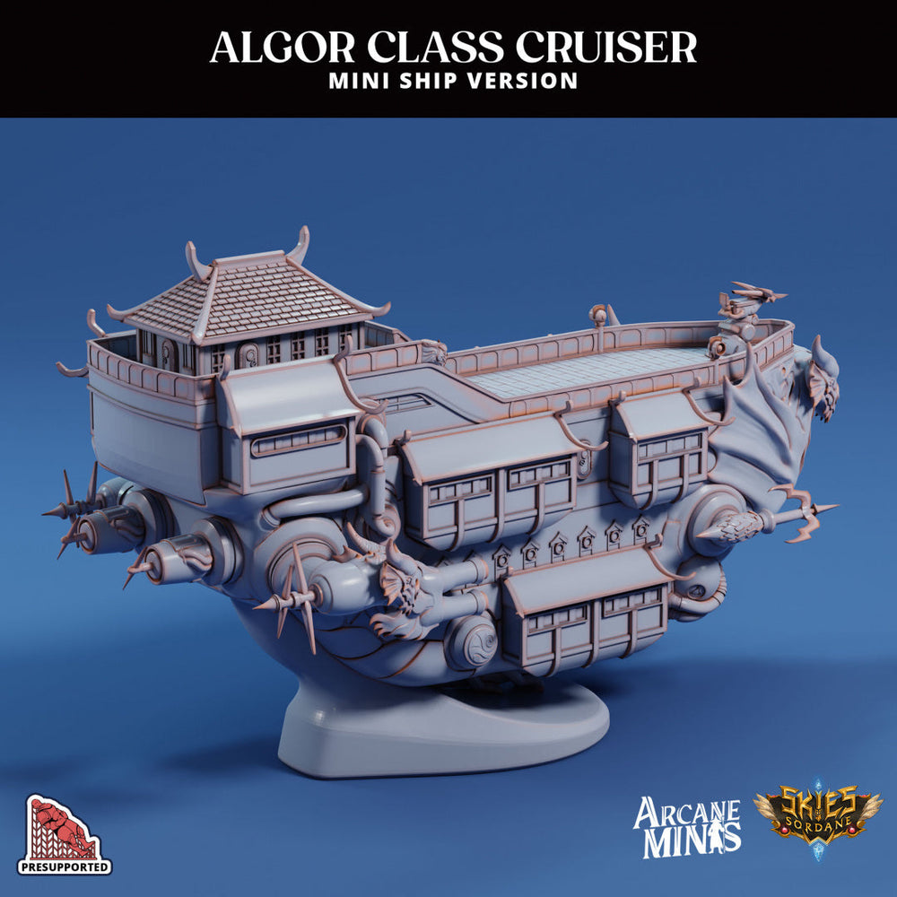 3D Printed Sordane Publishing Arcane Minis Mini Ship - Algor Cruiser 28 32mm D&D (Online Only)