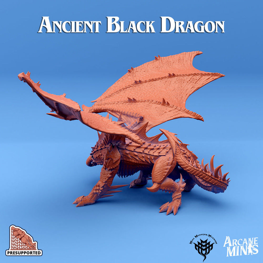 3D Printed Sordane Publishing Ancient Black Dragon 28 32mm D&D (Online Only)