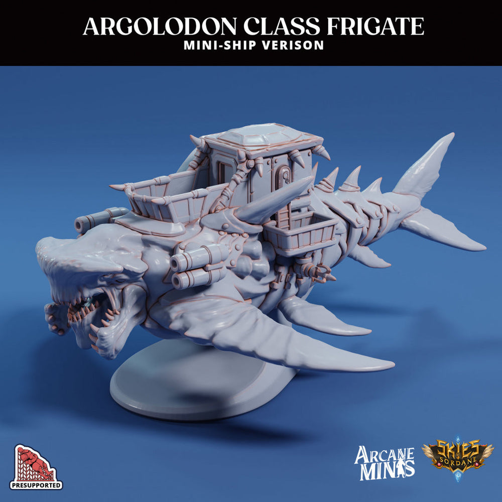 3D Printed Sordane Publishing Arcane Minis Mini Ship - Argolodon Frigate 28 32mm D&D (Online Only)