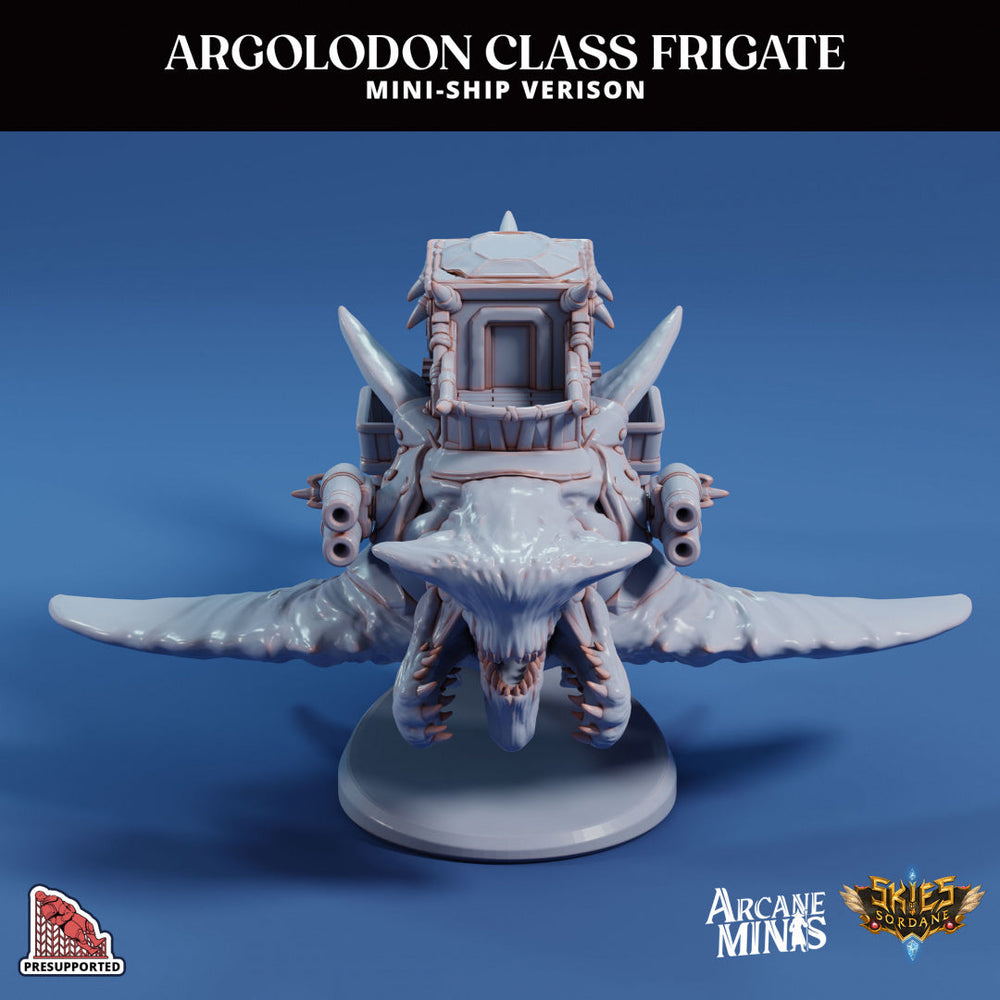 3D Printed Sordane Publishing Arcane Minis Mini Ship - Argolodon Frigate 28 32mm D&D (Online Only)
