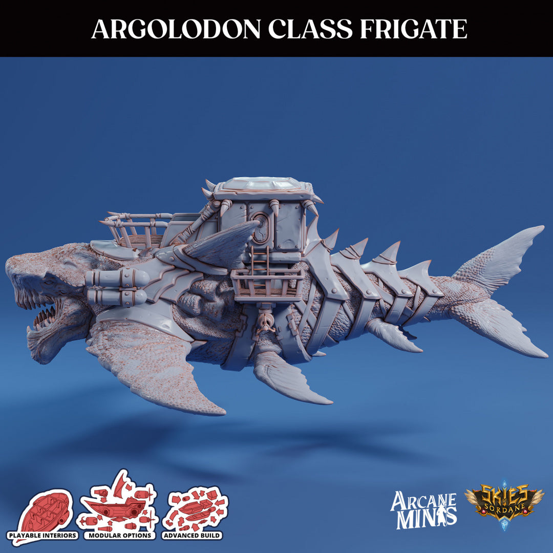 3D Printed Sordane Publishing Airship Argolodon Class Frigate MM (XYZ) 931 x 793 x 355 28 32mm D&D (Online Only)