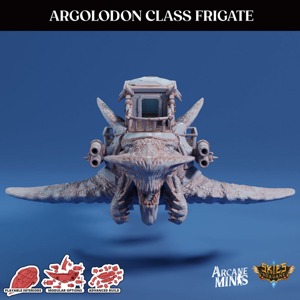 3D Printed Sordane Publishing Airship Argolodon Class Frigate MM (XYZ) 931 x 793 x 355 28 32mm D&D (Online Only)