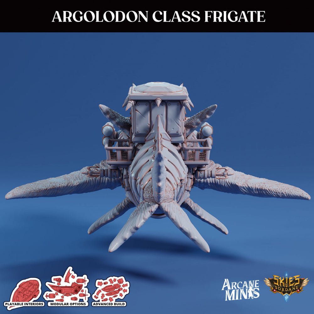 3D Printed Sordane Publishing Airship Argolodon Class Frigate MM (XYZ) 931 x 793 x 355 28 32mm D&D (Online Only)