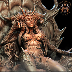 3D Printed Archvillain Games - Queen Naamah on Throne 28mm 32mm D&D (Online Only)