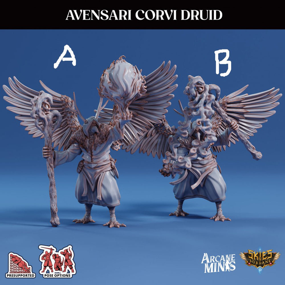 3D Printed Sordane Publishing Avensari Corvi Druid Mighty Skies A Sordane Stories Set 28 32mm D&D (Online Only)