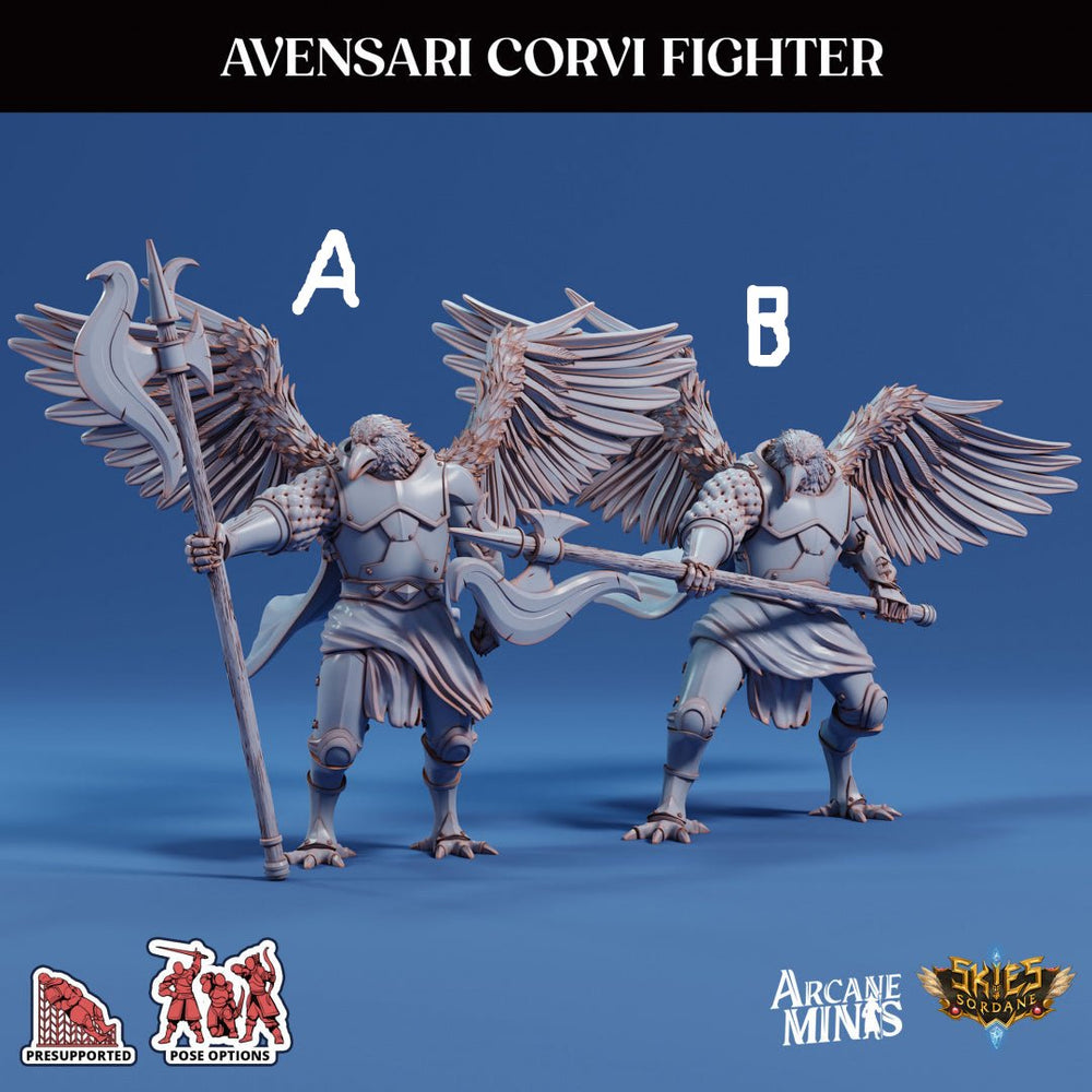 3D Printed Sordane Publishing Arcane Minis Avensari Corvi Fighter Mighty Skies A Sordane Stories Set 28 32mm D&D (Online Only)