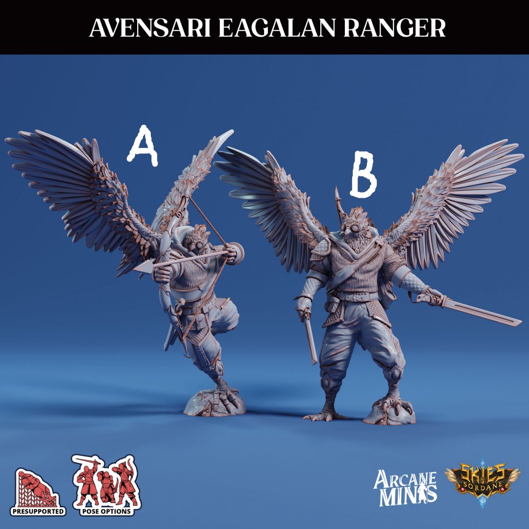 3D Printed Sordane Publishing Arcane Minis Avensari Eagalan Ranger Mighty Skies A Sordane Stories Set 28 32mm D&D (Online Only)